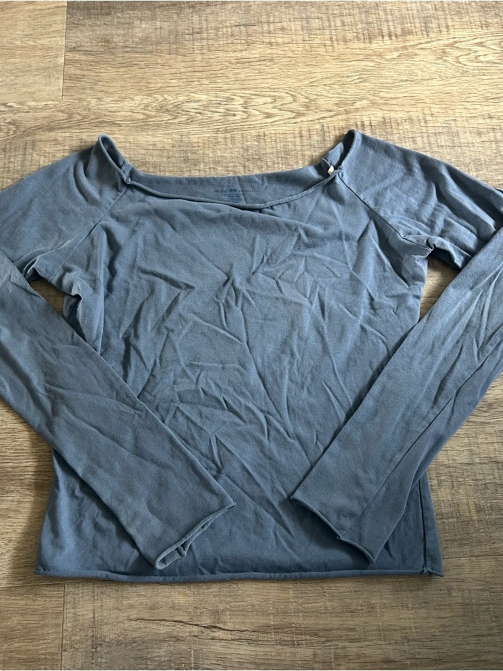 Brandy Melville-Dusty Blue Long Sleeve Boatneck Top